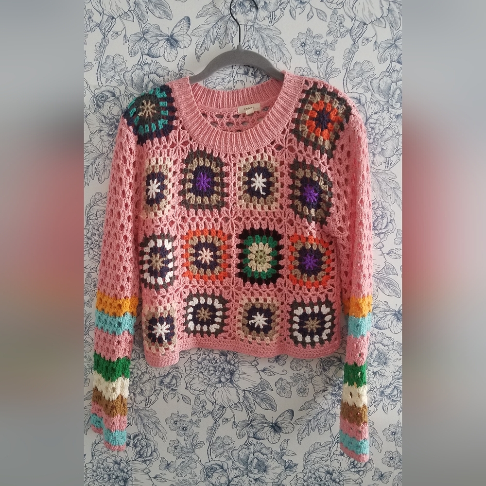 Colorful Crochet Cropped Sweater